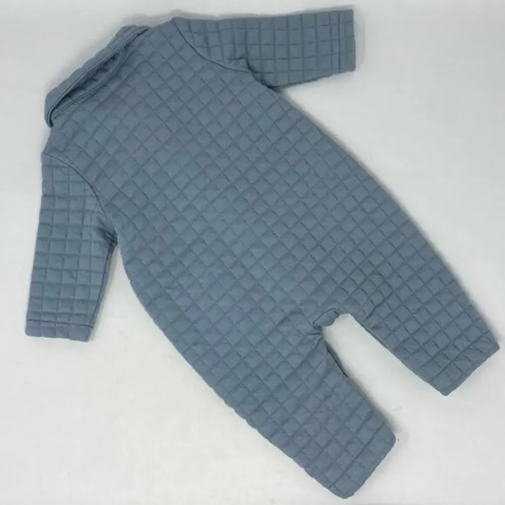 GAP Baby Quilted Jacquard One Piece Age 0-3 Mos Cozy‎ Light Blue Snap Coverall